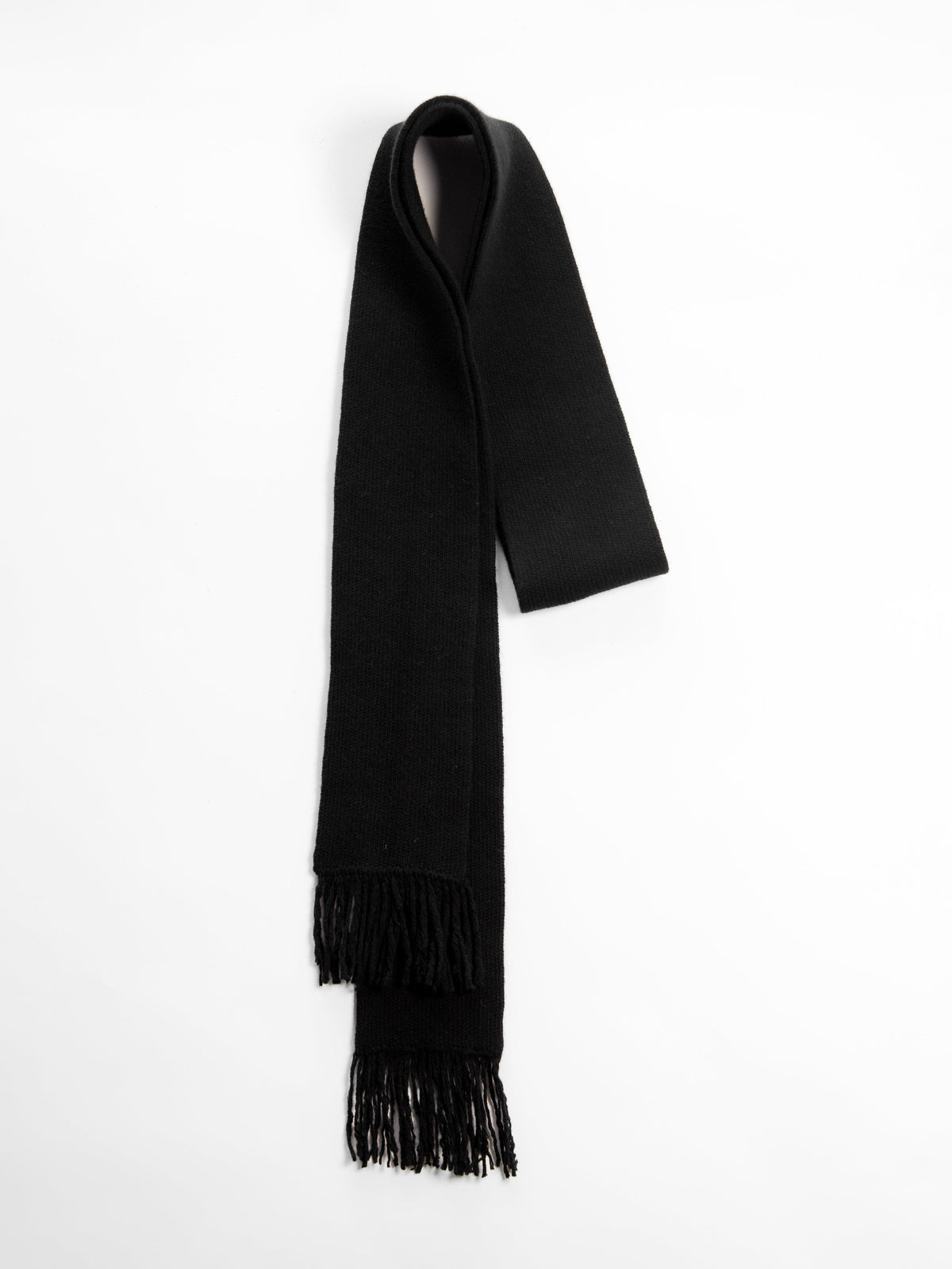 Scarves Black Wool & Cashmere Mix Fringed Scarf San Rocco Italia