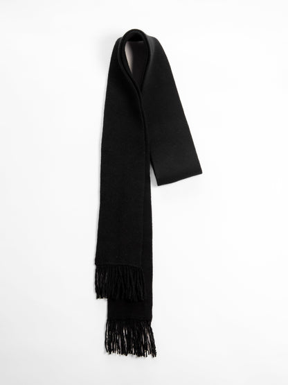 Scarves Black Wool & Cashmere Mix Fringed Scarf San Rocco Italia