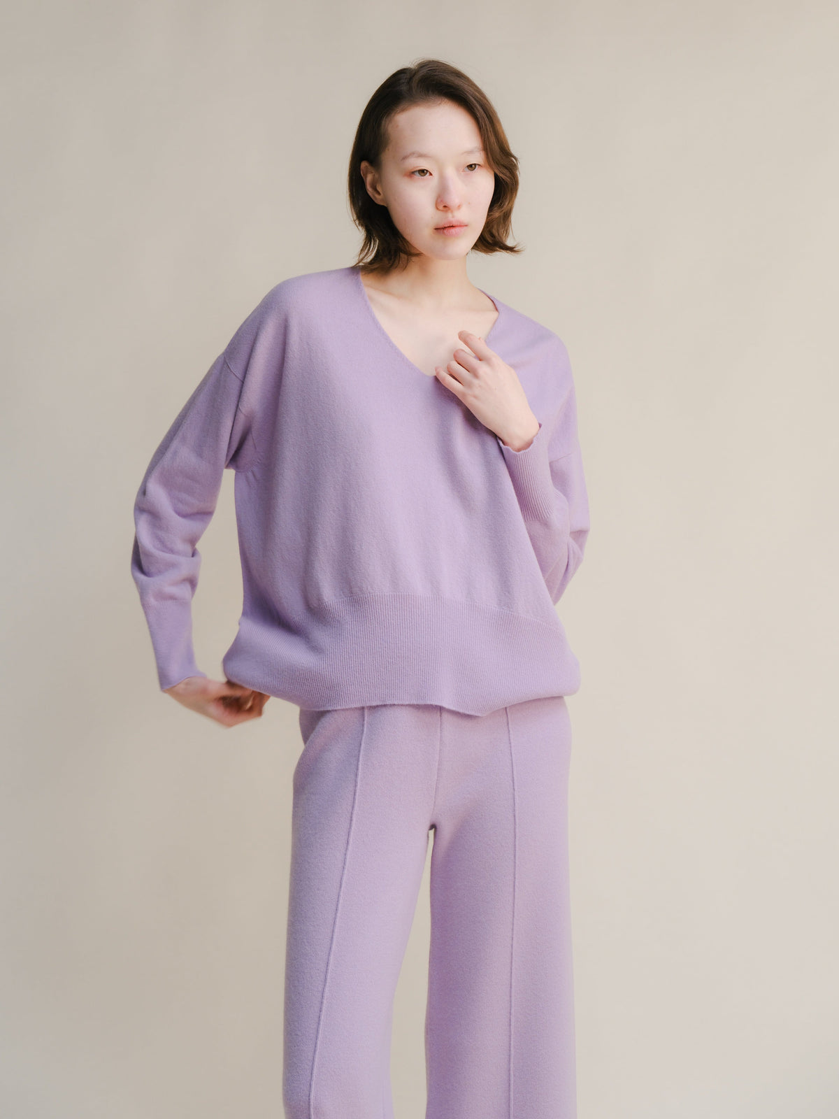 Knitwear Lavander / S Wool & Cashmere Mix Maxi V-Neck Sweater San Rocco Italia