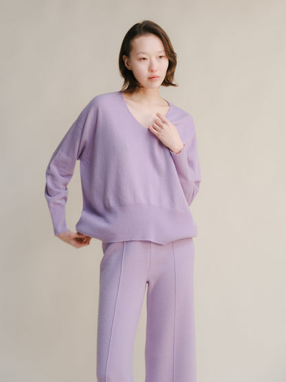Knitwear Lavander / S Wool & Cashmere Mix Maxi V-Neck Sweater San Rocco Italia