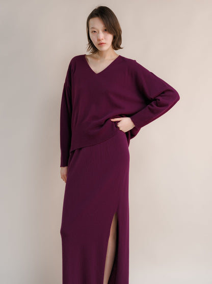 Knitwear Magenta / S Wool & Cashmere Mix Maxi V-Neck Sweater San Rocco Italia