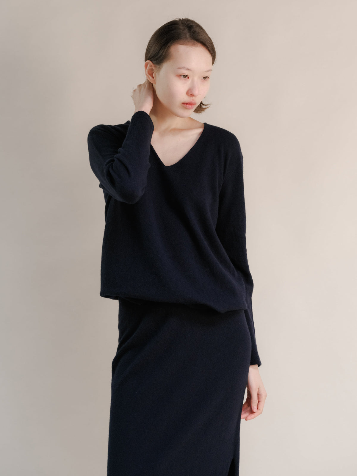 Knitwear Navy / S Wool & Cashmere Mix Maxi V-Neck Sweater San Rocco Italia