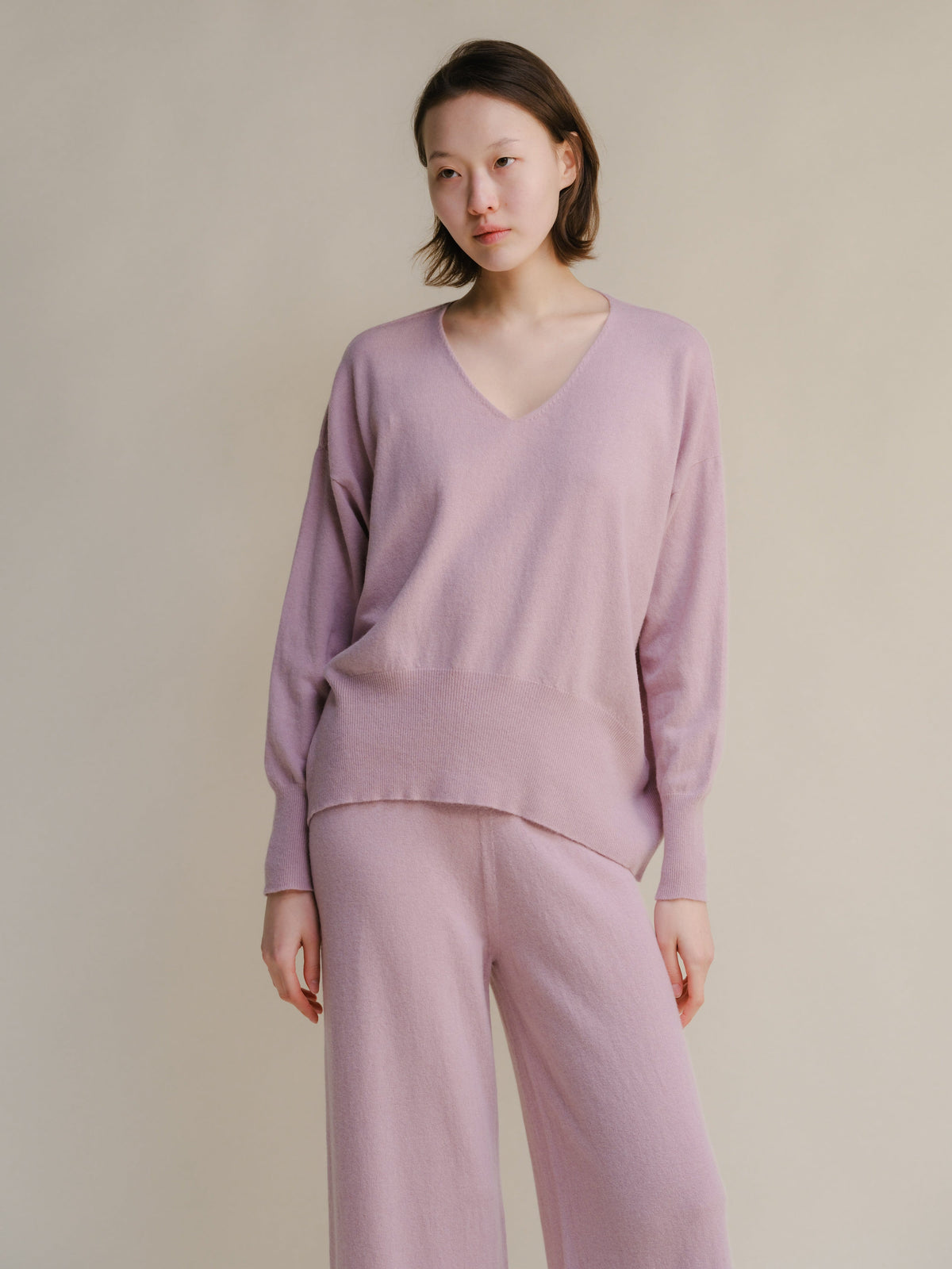 Knitwear Pink / S Wool & Cashmere Mix Maxi V-Neck Sweater San Rocco Italia