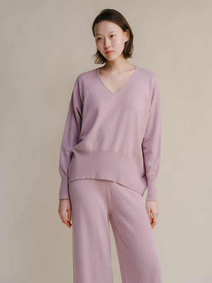 Knitwear Pink / S Wool & Cashmere Mix Maxi V-Neck Sweater San Rocco Italia
