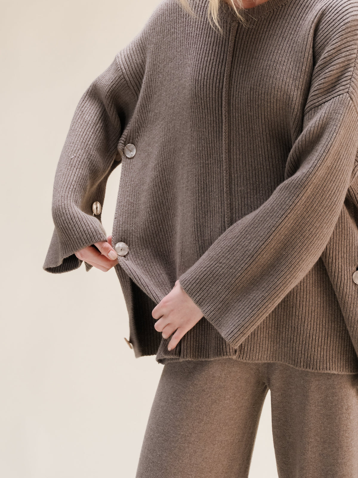 Maglieria Castagna / S Maglione-cappa oversize in misto lana e cashmere San Rocco Italia