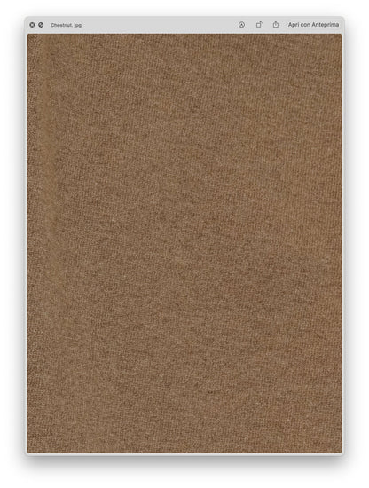 Close-up of soft chestnut brown fabric texture showing the fine knit detail of the Wool & Cashmere Mix Sleeveless Cable Knit Dress.