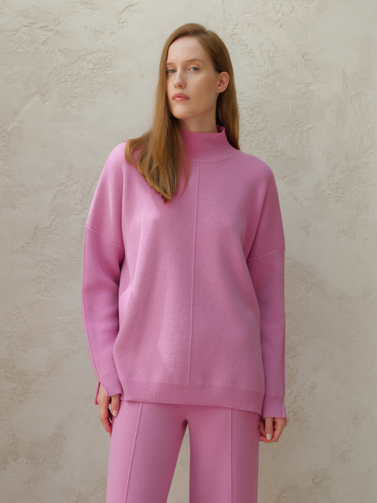 Knitwear Fondant Pink / S Wool & Cashmere Mix Solid Maxi Turtleneck Sweater San Rocco Italia