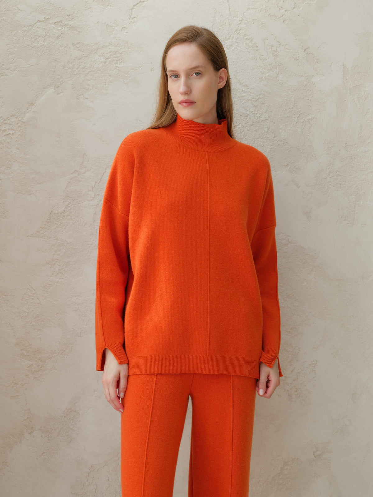 Knitwear Orange / S Wool & Cashmere Mix Solid Maxi Turtleneck Sweater San Rocco Italia