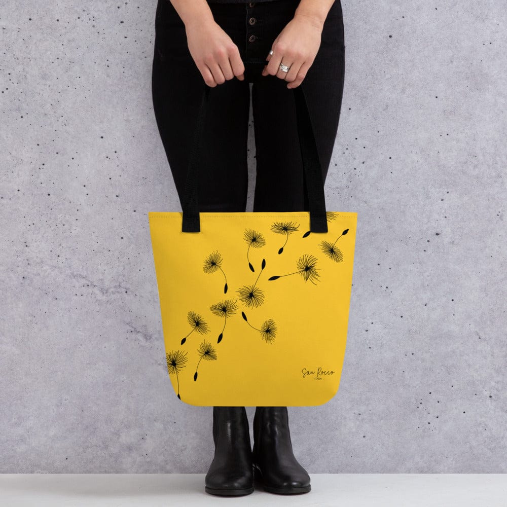 Accessori - Borse Nero Borsa tote gialla con motivo a soffione San Rocco Italia