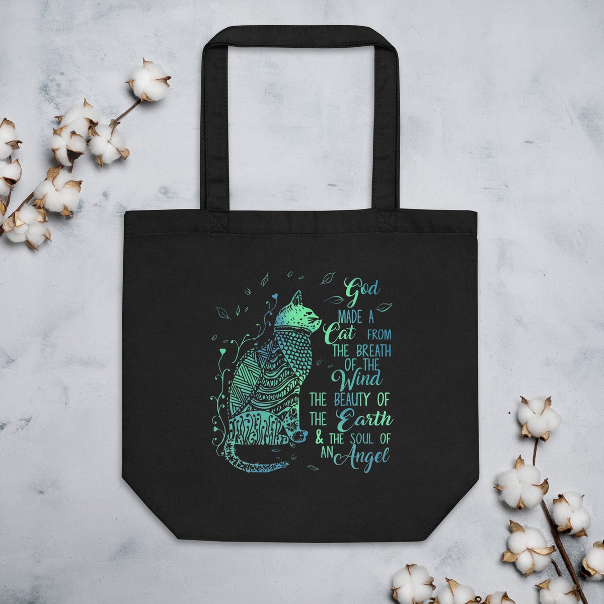 Bolsos Bolso tote ecológico «God Made Cats» - Hecho de 100 % algodón orgánico San Rocco Italia