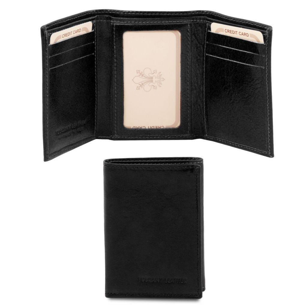 Accesorios de piel para mujer Negro Cartera exclusiva de piel tríptica | TL140801 San Rocco Italia