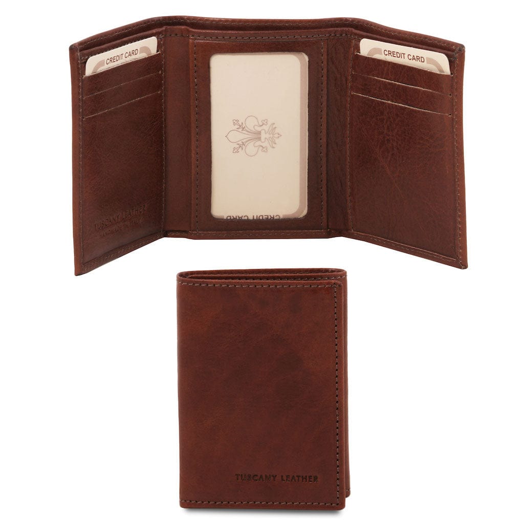 Accesorios de piel para mujer Marrón Cartera exclusiva tríptica de piel | TL140801 San Rocco Italia