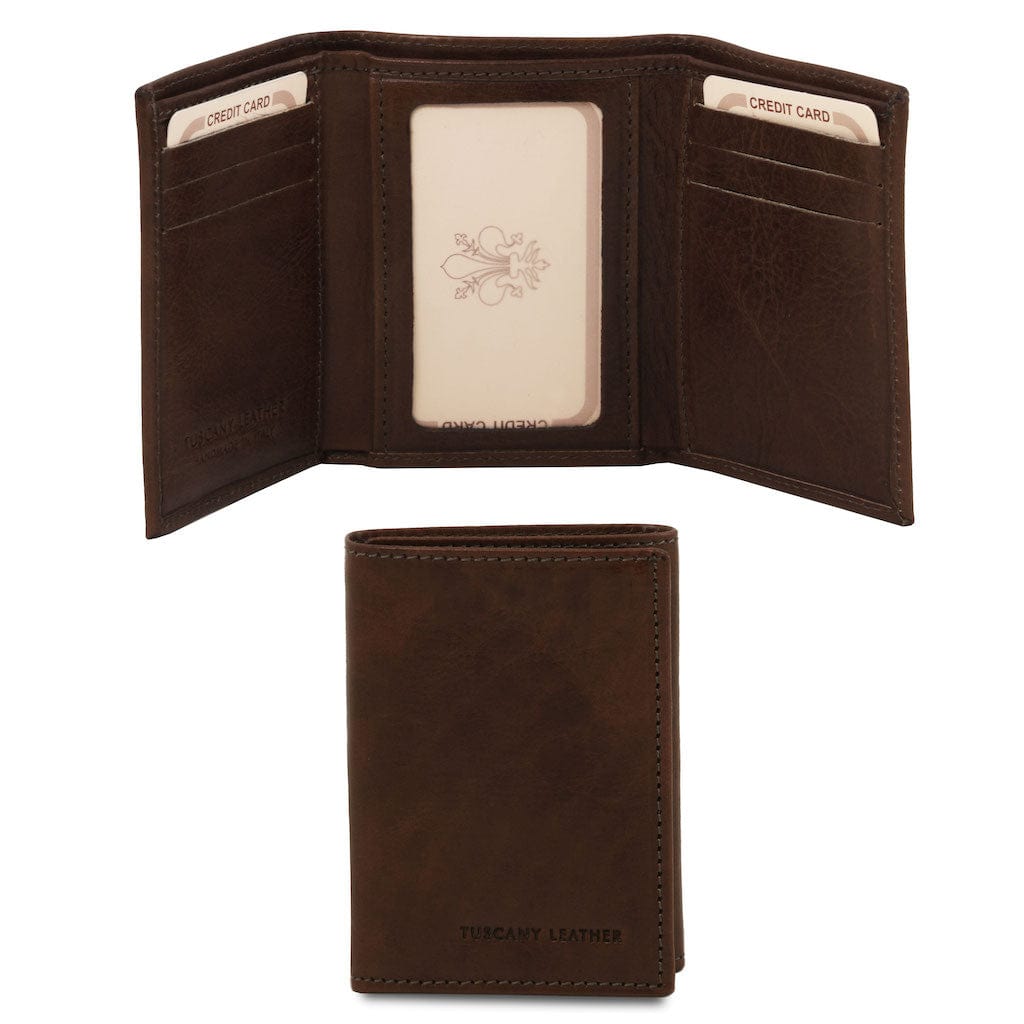 Accesorios de piel para mujer Marrón oscuro Cartera exclusiva tríptica de piel | TL140801 San Rocco Italia