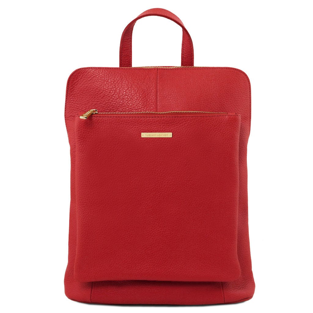 Leren rugzakken voor dames Lippenstiftrood TL Bag - Zachte leren rugzak voor dames, omvormbaar tot 2-in-1 rugzak/schoudertas | TL141682 San Rocco Italia