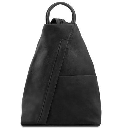 Leather Backpacks Black Shanghai - Italian leather backpack - full-grain leather | TL140963 San Rocco Italia