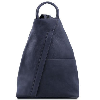 Leather Backpacks Dark Blue Shanghai - Italian leather backpack - full-grain leather | TL140963 San Rocco Italia