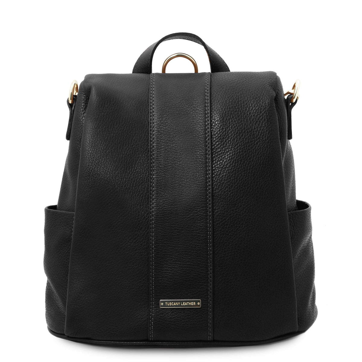 Lederrucksäcke Schwarz TL Bag - Rucksack aus weichem Leder - Verwandelbare 2-in-1-Rucksack-/Schultertasche | TL142138 San Rocco Italia