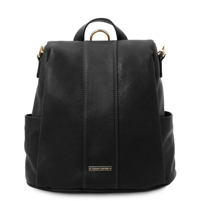 Lederrucksäcke Schwarz TL Bag - Rucksack aus weichem Leder - Verwandelbare 2-in-1-Rucksack-/Schultertasche | TL142138 San Rocco Italia