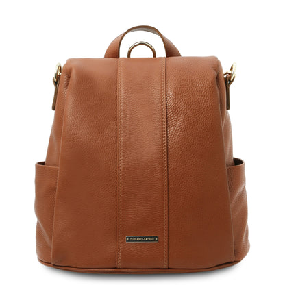 Lederrucksäcke Cognac TL Bag - Rucksack aus weichem Leder - Verwandelbare 2-in-1-Rucksack-/Schultertasche | TL142138 San Rocco Italia