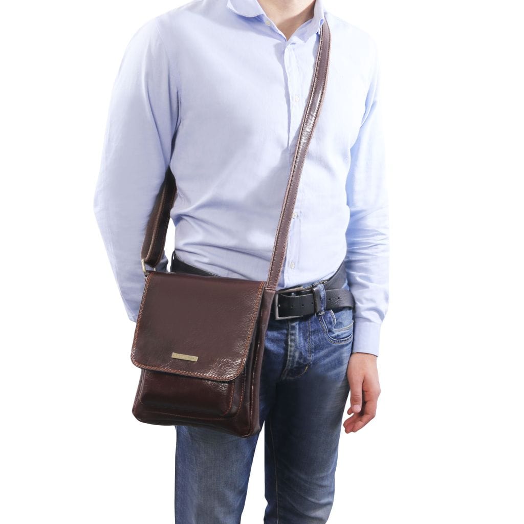 Ledertaschen für Herren Jimmy - Herren-Crossbody-Tasche aus Leder mit Fronttasche | TL141407 San Rocco Italia