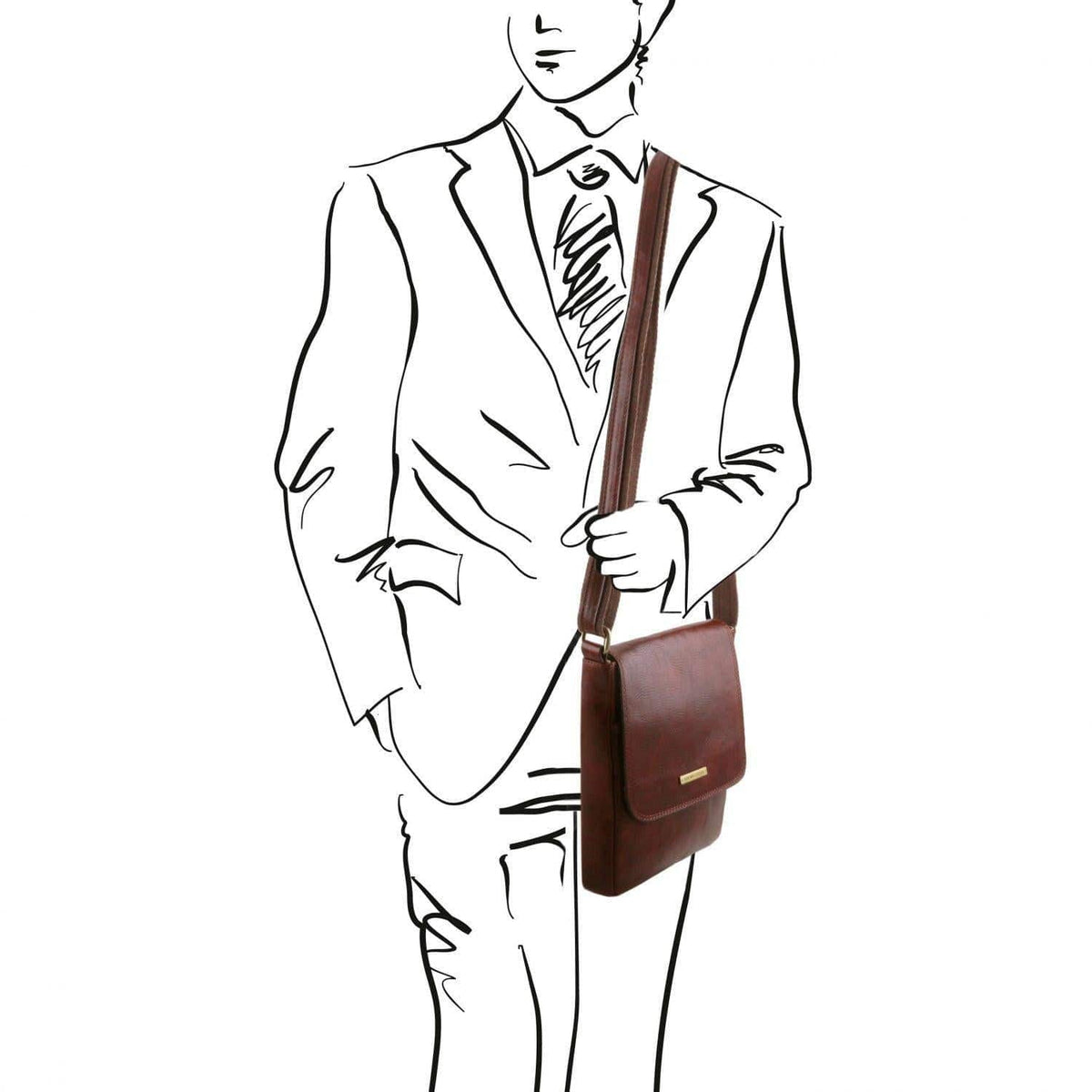 Leather bags for men John - Leather crossbody bag for men with front zip in matte leather | TL141408 San Rocco Italia