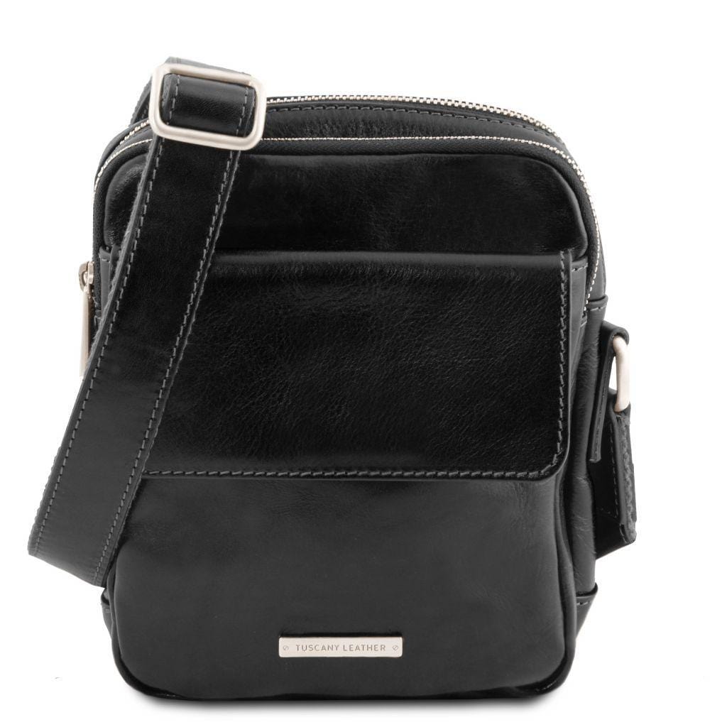 Ledertaschen für Herren Schwarz Larry - Leder-Crossbody-Tasche | TL141915 San Rocco Italia