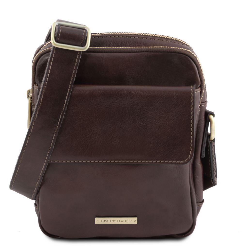 Ledertaschen für Herren Dunkelbraun Larry - Leder-Crossbody-Tasche | TL141915 San Rocco Italia