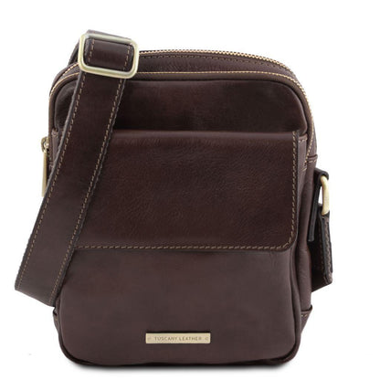 Ledertaschen für Herren Dunkelbraun Larry - Leder-Crossbody-Tasche | TL141915 San Rocco Italia