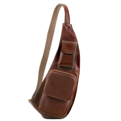 Borse da uomo in pelle Marrone Borsa crossover da uomo in pelle | TL141352 San Rocco Italia