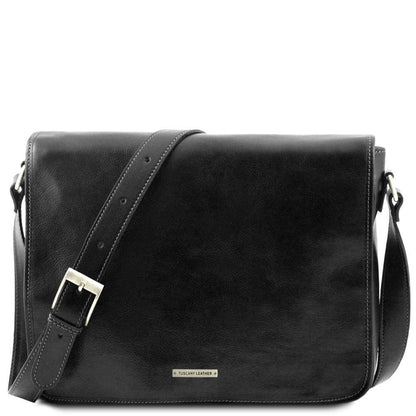 Leather bags for men Black TL Messenger double - Crossbody leather bag | TL90475 San Rocco Italia