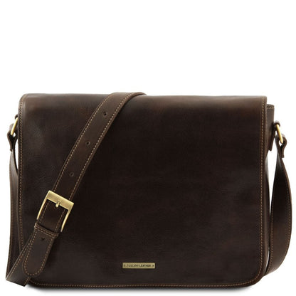 Leather bags for men Dark Brown TL Messenger double - Crossbody leather bag | TL90475 San Rocco Italia