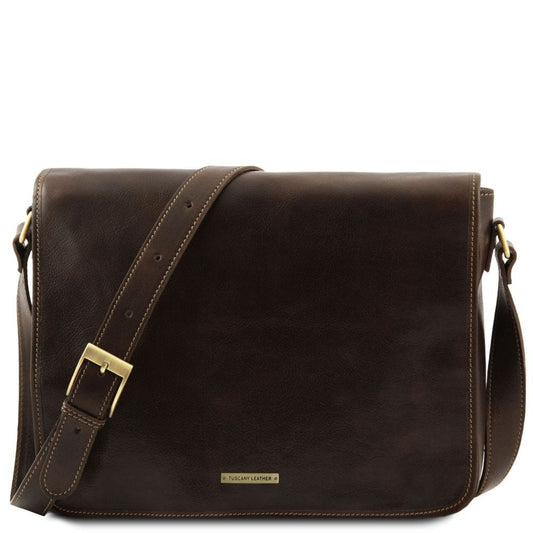 Leather bags for men Dark Brown TL Messenger double - Crossbody leather bag | TL90475 San Rocco Italia