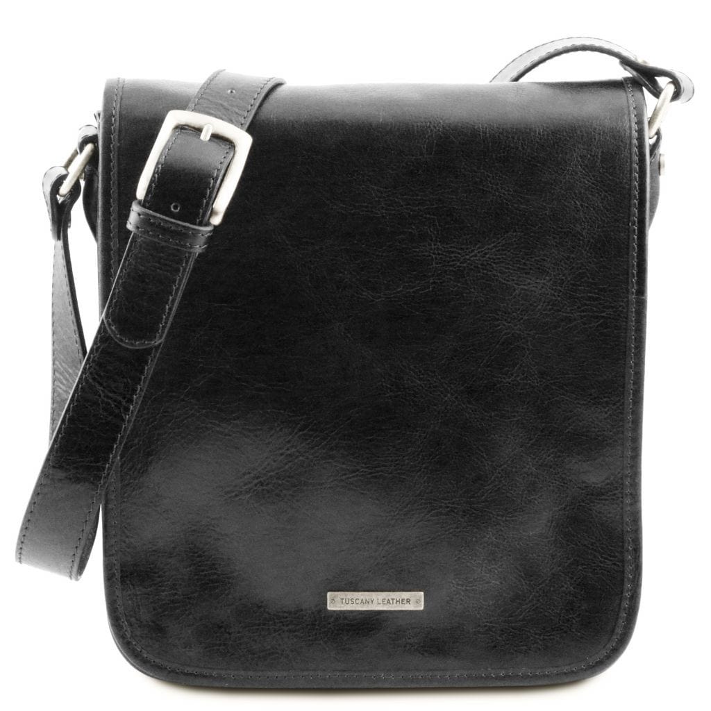 Ledertaschen für Herren Schwarz TL Messenger - Leder-Schultertasche mit zwei Fächern | TL141255 San Rocco Italia