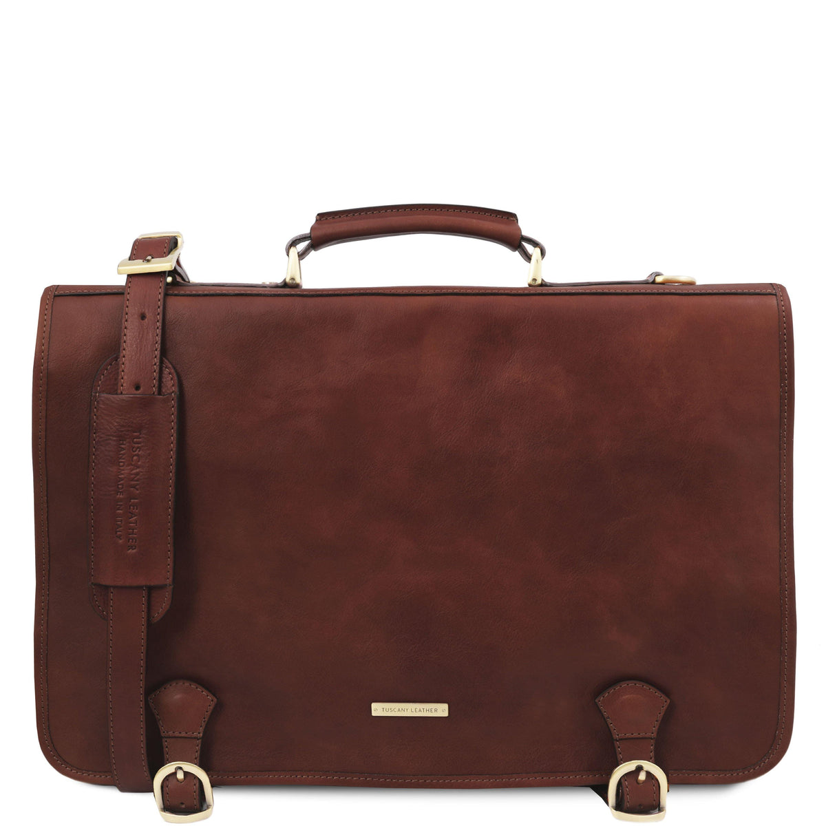 Leather briefcases Brown Ancona - Leather messenger bag | TL142073 San Rocco Italia