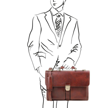 Leather briefcases Assisi - Leather briefcase 3 compartments | TL141825 San Rocco Italia