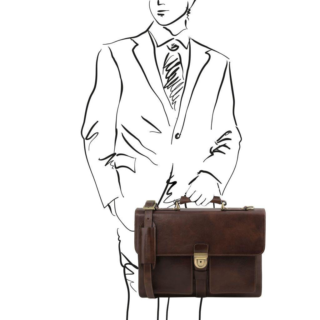 Leather briefcases Assisi - Leather briefcase 3 compartments | TL141825 San Rocco Italia