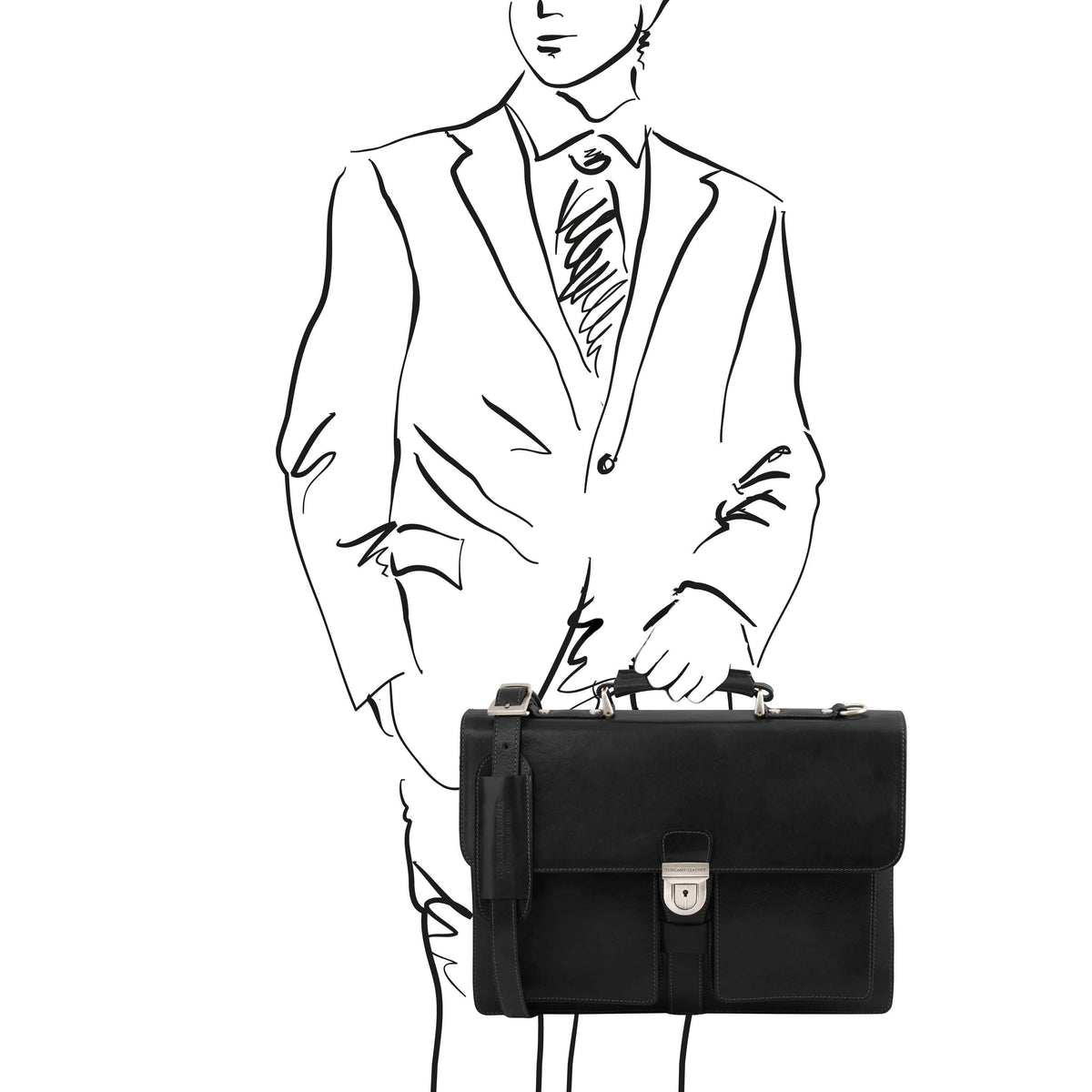 Leather briefcases Assisi - Leather briefcase 3 compartments | TL141825 San Rocco Italia
