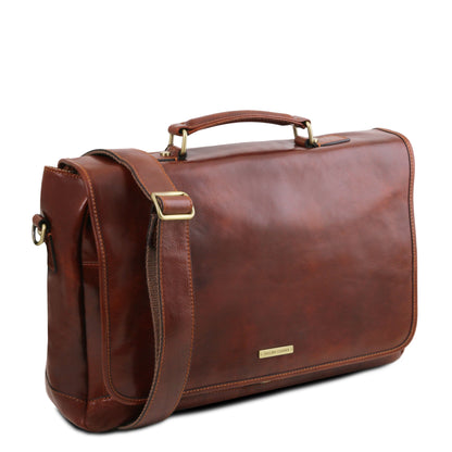 Leather briefcases Mantova - Leather multi compartment TL SMART briefcase with flap | TL142068 messenger bag San Rocco Italia