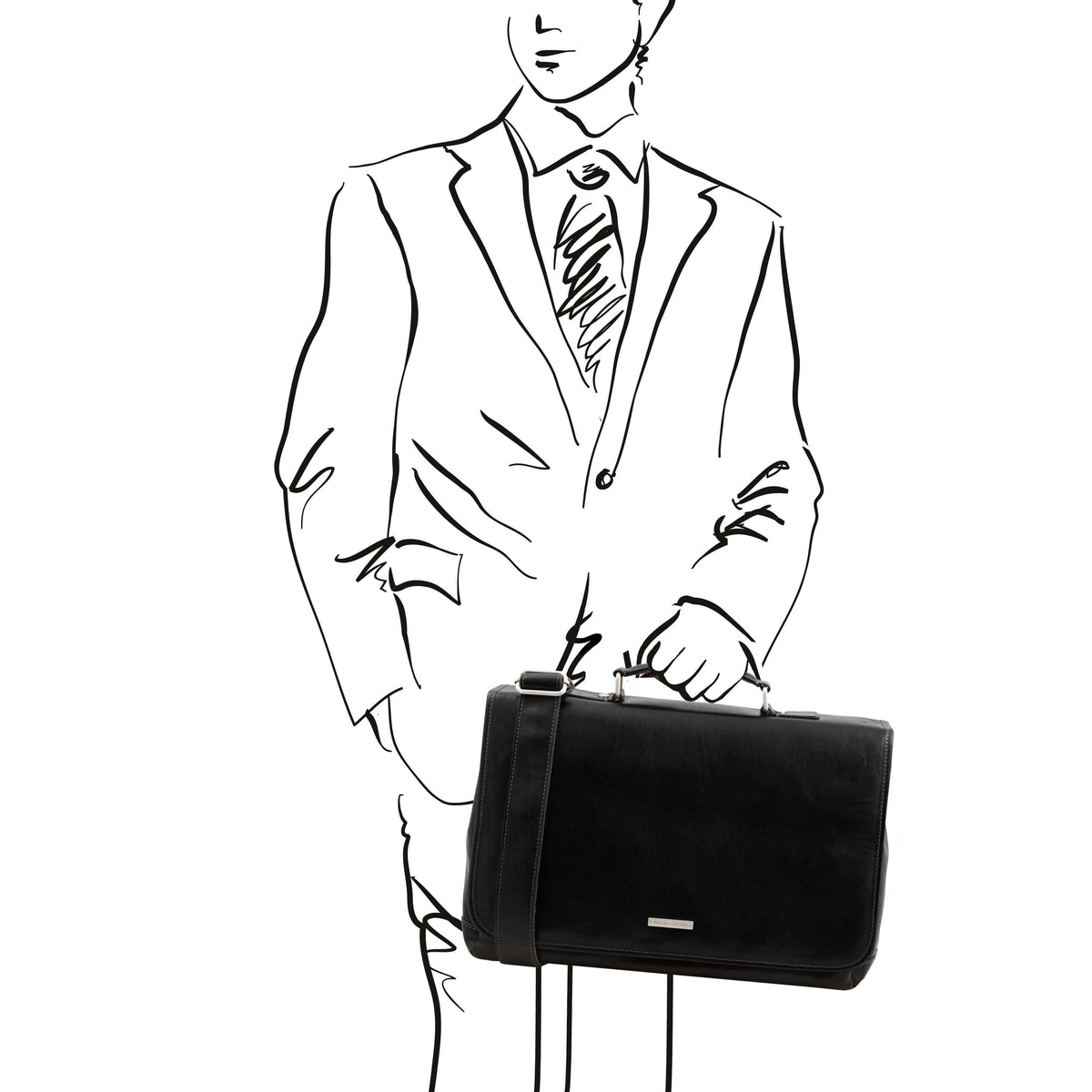 Leather briefcases Mantova - Leather multi compartment TL SMART briefcase with flap | TL142068 messenger bag San Rocco Italia
