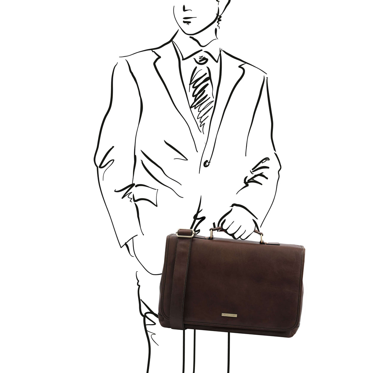 Leather briefcases Mantova - Leather multi compartment TL SMART briefcase with flap | TL142068 messenger bag San Rocco Italia