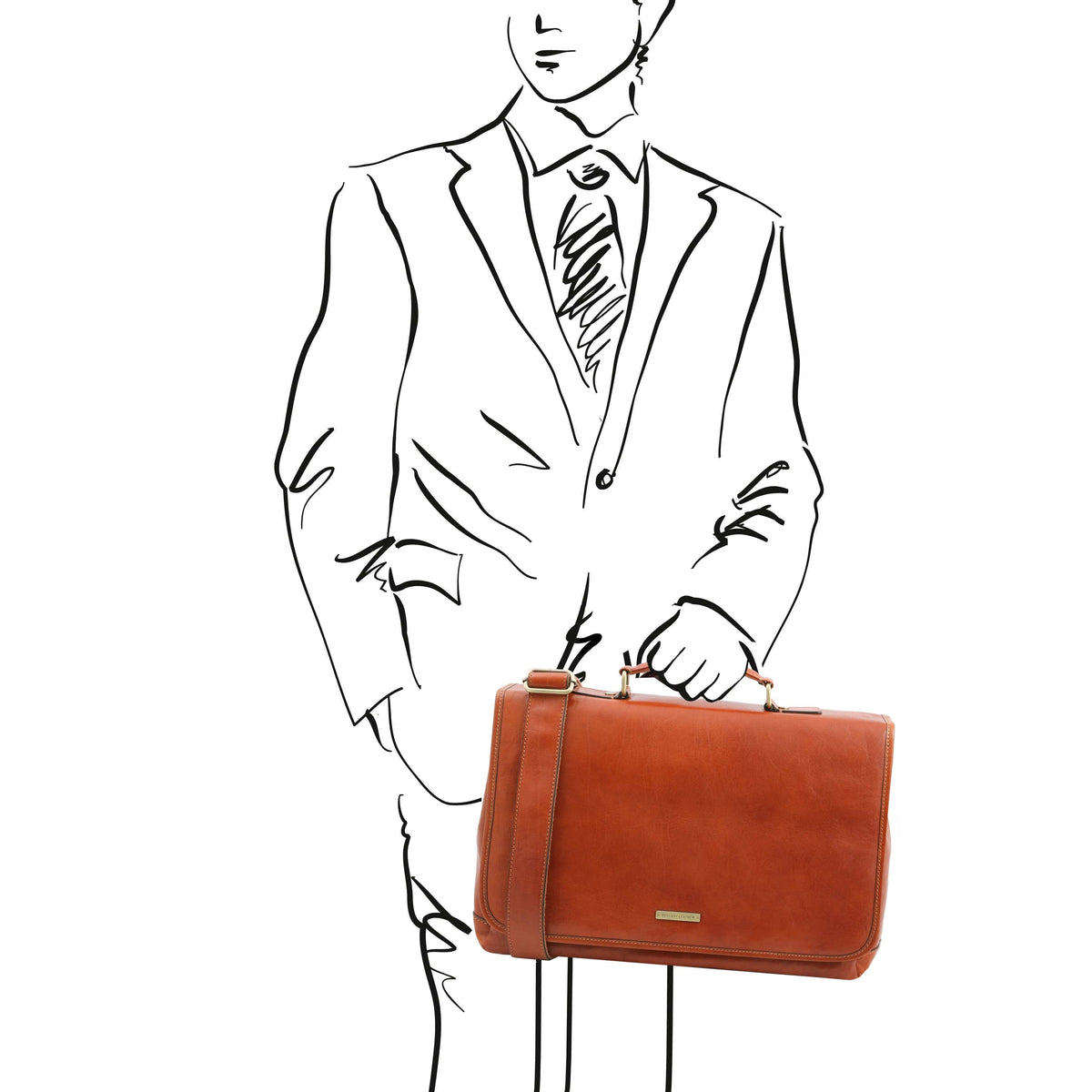 Leather briefcases Mantova - Leather multi compartment TL SMART briefcase with flap | TL142068 messenger bag San Rocco Italia