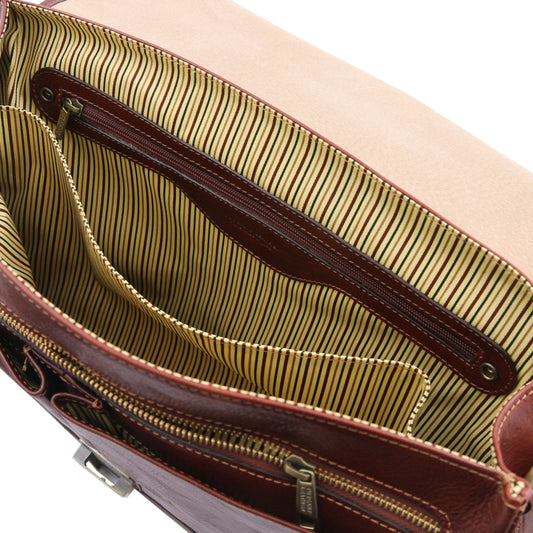 Leder-Aktentaschen Mantova - TL SMART Leder-Aktentasche mit mehreren Fächern und Klappe | TL142068 Messenger-Tasche San Rocco Italia