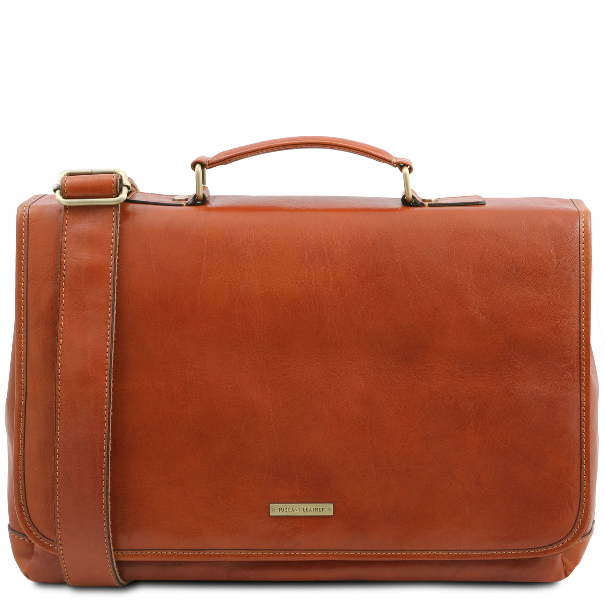 Leather briefcases Honey Mantova - Leather multi compartment TL SMART briefcase with flap | TL142068 messenger bag San Rocco Italia