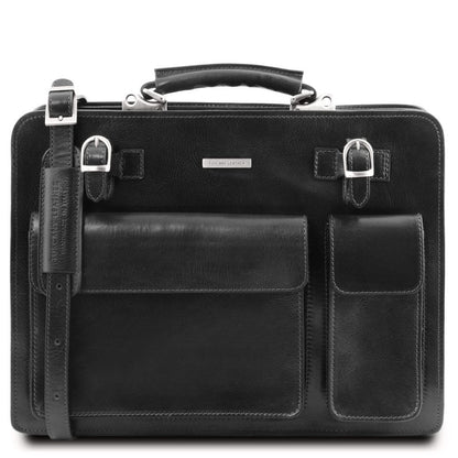 Leder-Aktentaschen Schwarz Venezia - Leder-Aktentasche mit 2 Fächern | TL141268 San Rocco Italia