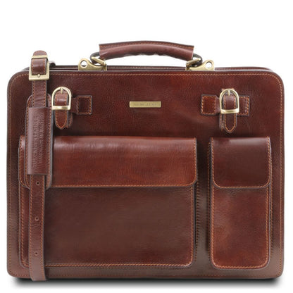 Leder-Aktentaschen Braun Venezia - Leder-Aktentasche mit 2 Fächern | TL141268 San Rocco Italia