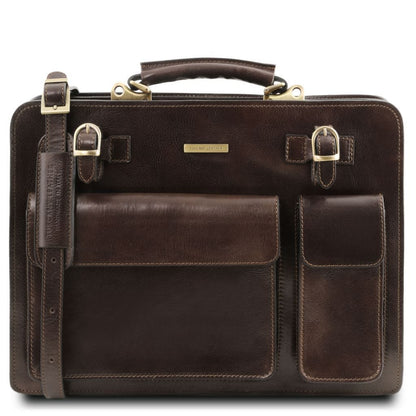 Leder-Aktentaschen Dunkelbraun Venezia - Leder-Aktentasche mit 2 Fächern | TL141268 San Rocco Italia