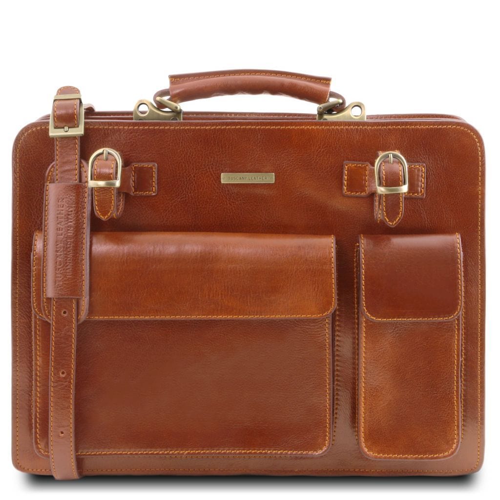 Leder-Aktentaschen Honig Venezia - Leder-Aktentasche mit 2 Fächern | TL141268 San Rocco Italia