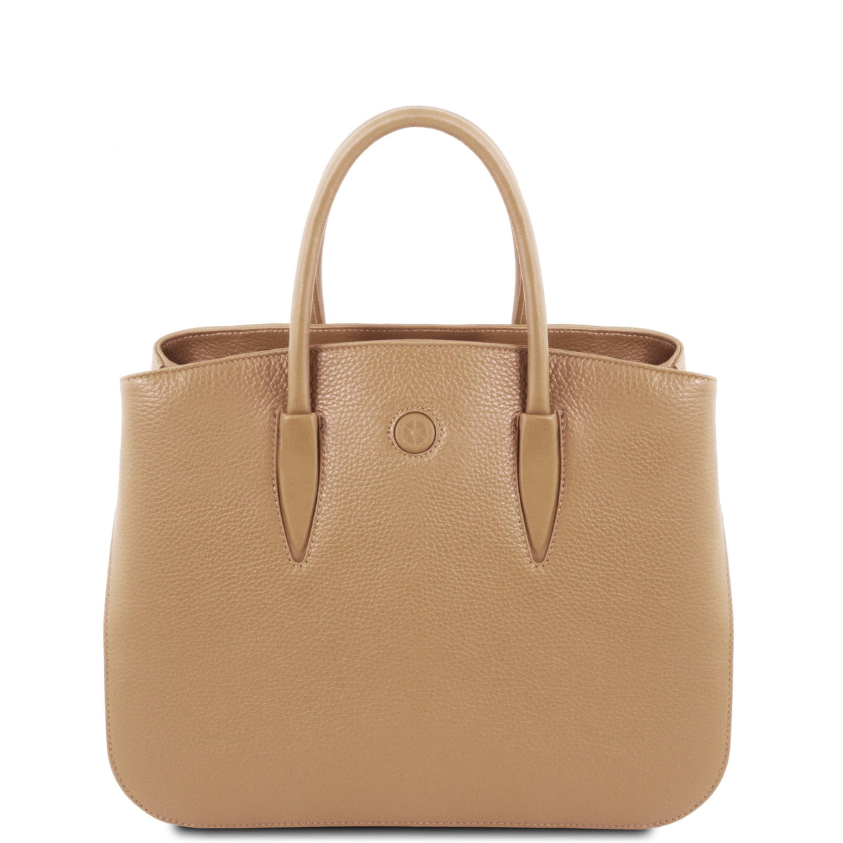 Leather handbags Champagne Camelia - Italian leather tote bag | TL141728 San Rocco Italia