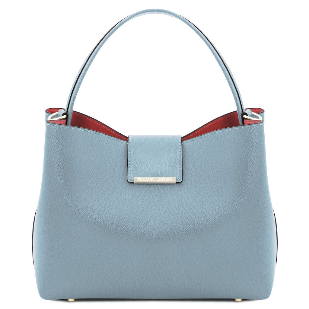 Leather handbags Light Blue Clio - Palmellato leather bucket bag | TL141690 San Rocco Italia