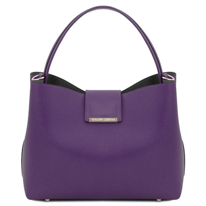 Leather handbags Purple Clio - Palmellato leather bucket bag | TL141690 San Rocco Italia